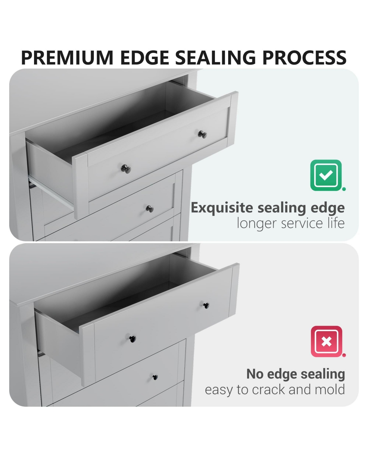 Gaomon 5 Drawer Dresser, Wooden Chest of Drawers for for Office