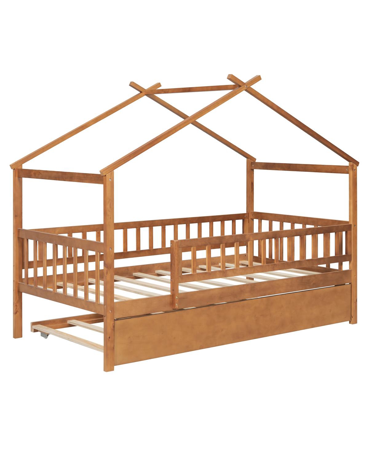Streamdale Furniture Wooden House Bed with Trundle