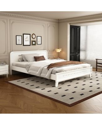 Solid Pine Wood Queen Bed Frame with Timeless Design