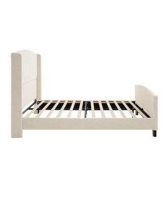 Queen Size Teddy Velvet Upholstered Bed Frame with Headboard and Footboard