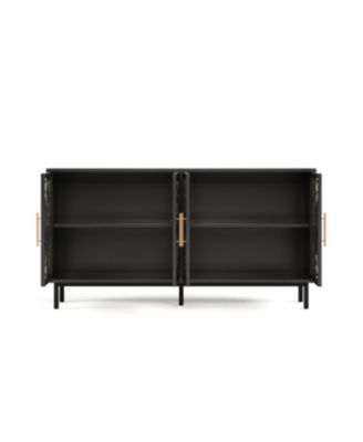 Streamdale Decorative 4-door cabinet with painted glass and metal frame