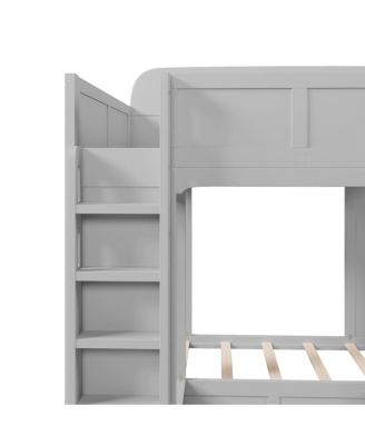 Triple Bunk Bed with Storage Shelves and Hooks