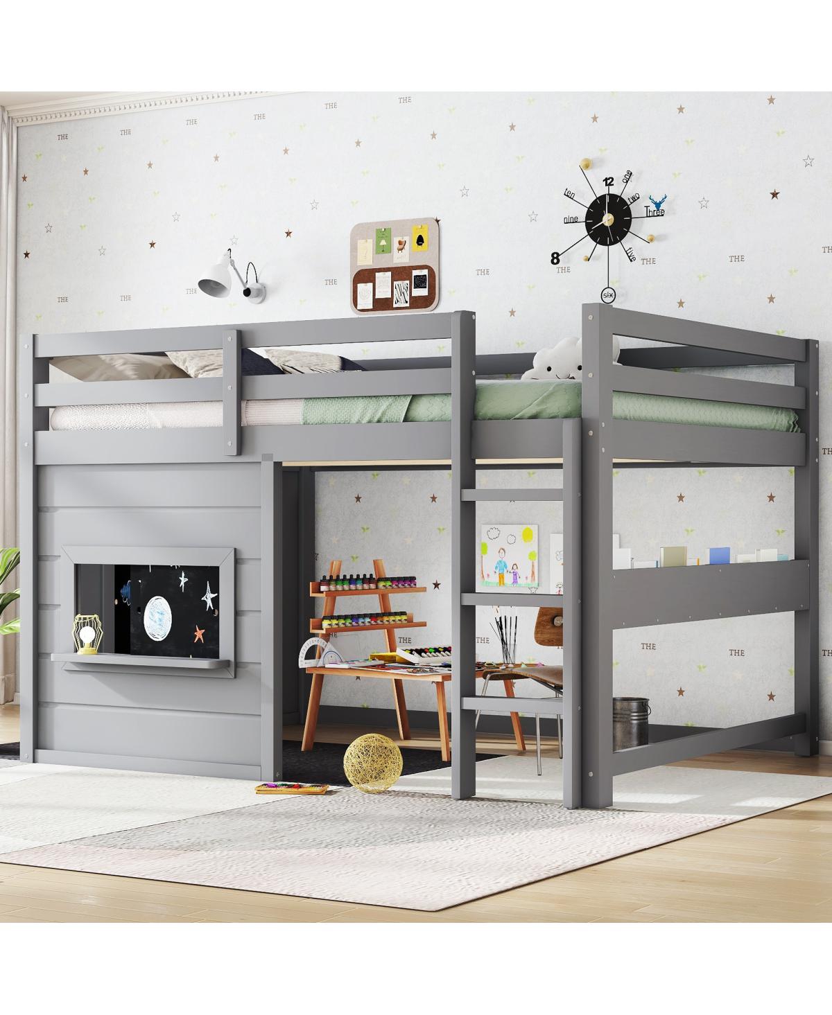 Streamdale Loft Bed with Slide, Bookshelf, Safety Rails