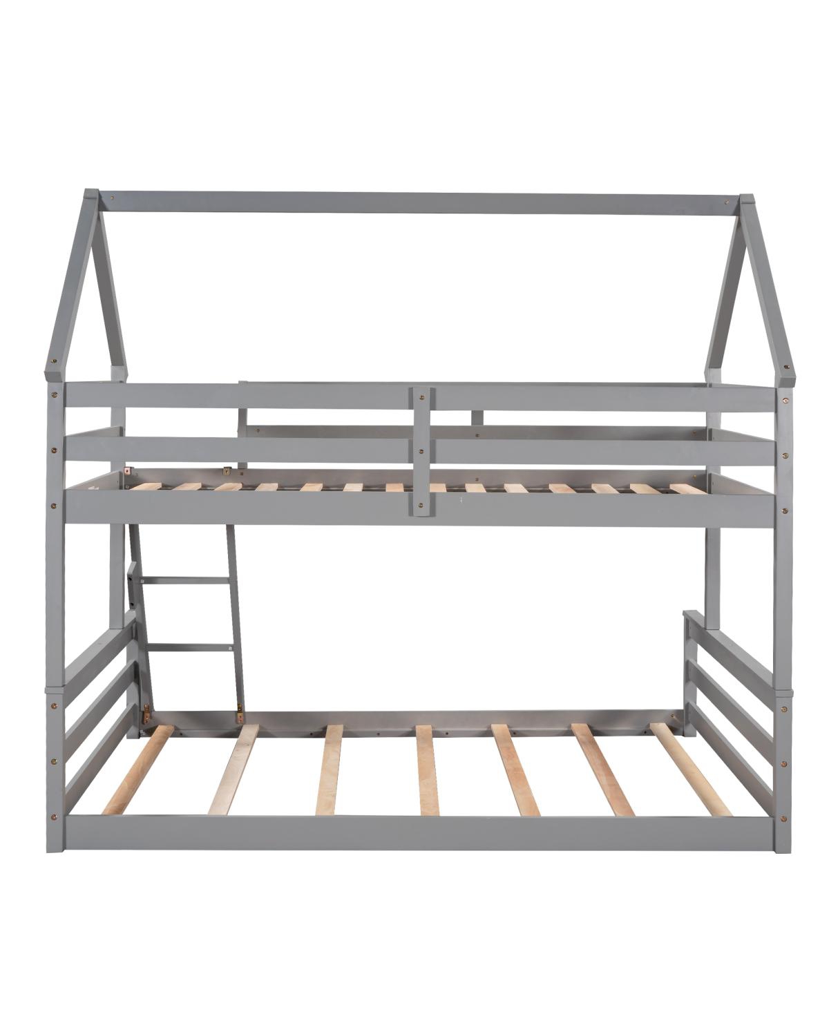 Streamdale Furniture Twin over Full House Bunk Bed with Built-in Ladder