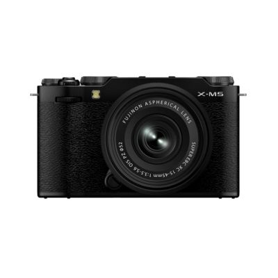 X-M5 Mirrorless Camera w/XC 15-45mm f/3.5-5.6 OIS PZ Lens, Black, Bundle with 128GB Memory Card, 2x Extra Battery, Shotgun Microphone, Card