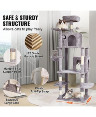68.5" Cat Tower with Cat Condos Scratching Post in Light Grey