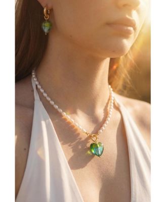 Esmee Glaze Heart Pendant Baroque Pearl Necklace