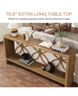 70.9-Inch Narrow Sofa Table, Industrial Long Sofa Table Behind Couch, Entry Console Table with Storage for Entryway, Living Room, Foyer