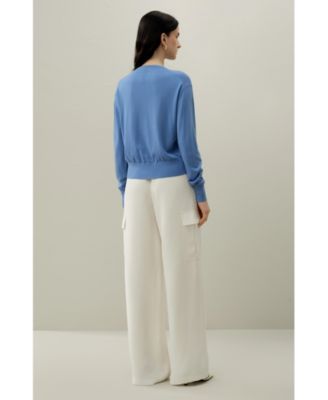 Women's Round-Neck Silk Cashmere Cardigan