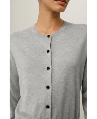 Women's Round-Neck Silk Cashmere Cardigan