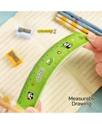 5PCS Cartoon Pencil Stationery Set, Eraser, Ruler, Pencil Sharpener and 2 Pencils, Student Back To School Stationery Supplies 