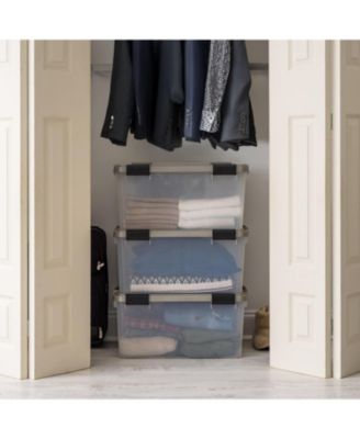 USA 60 Qt Storage Bins with Gasket Seal Lid, Clear/Chrome, 3Pk