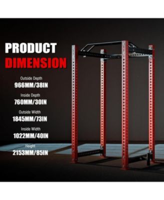 3"x3" Power Cage, Multi-Function Power Rack with LAT Pull Down Pulley System, 1500 lbs Weight