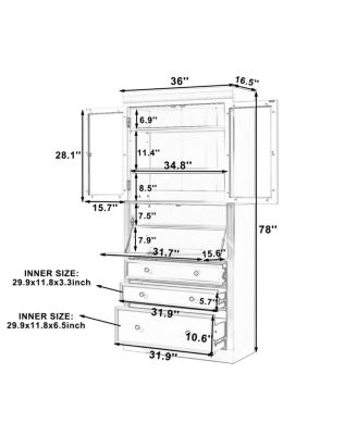 Streamdale 36x16.5x78inch Freestanding Kitchen Pantry Storage Cabinet with 3 Drawers, White