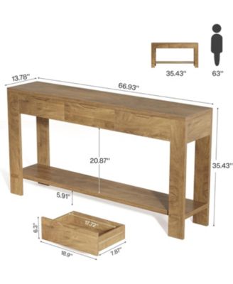 Console Table with 3 Drawers, 67-Inch Long Sofa Table Behind The Couch with Storage Shelf, Narrow Farmhouse Entryway Furniture