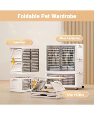 Pet Wardrobe Closet, Stackable Storage Cabinet, Clothes Cabinet with Doors