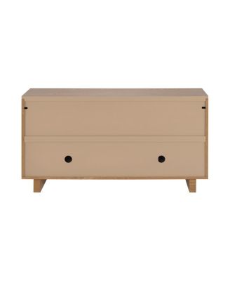 Modern sideboard, 59" storage cabinet with 4 doors, natural finish