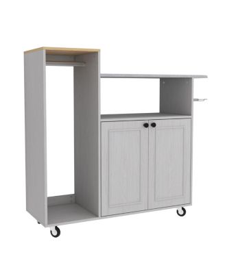 Ironing Cart with Rolling Board, Multipurpose Cabinet with Wheels & Shelf