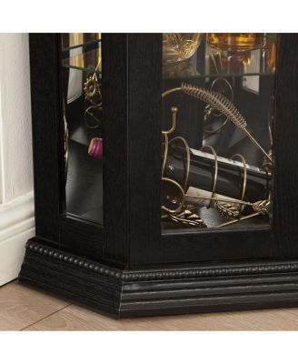 Streamdale Lighted Corner Curio Cabinet with Tempered Glass Doors & Adjustable Shelving - Black