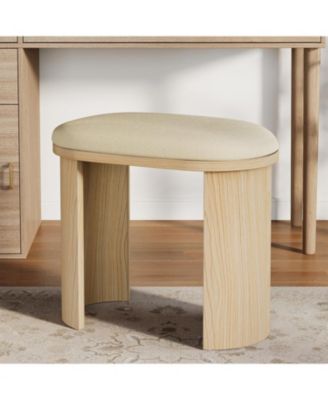 23.6-Inch Vanity Stool Chair, Ottoman Stool Foot Rest for Couch with Cushion and Wooden Frame, Small Entryway Bench, Beige