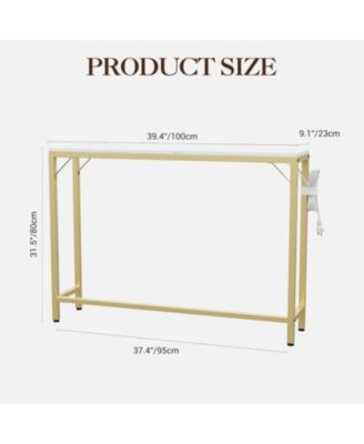 39.4" Industrial Console Table with USB Ports & Power Outlets - Versatile Entryway Table for Living Room, Hallway, Easy Assembly