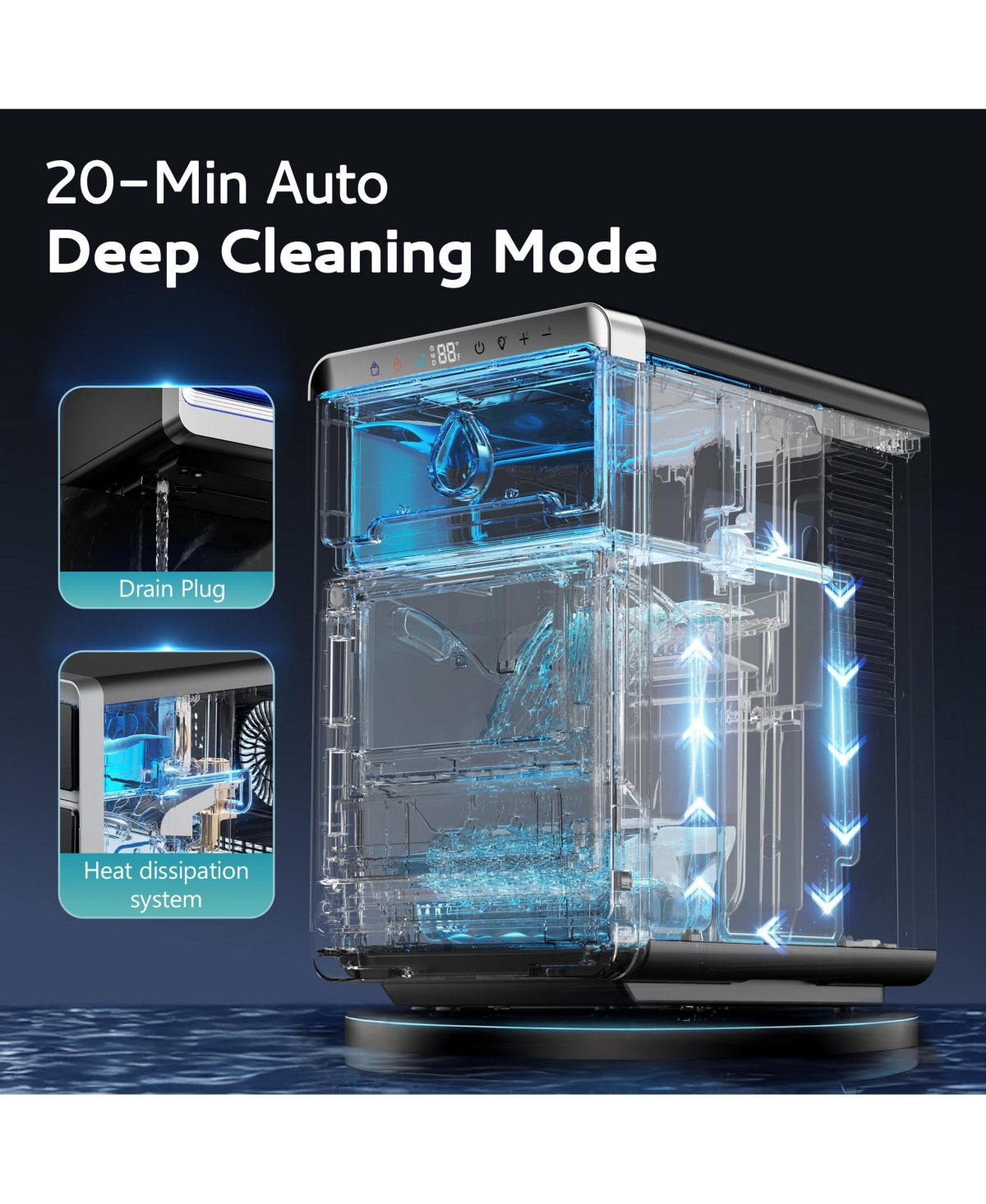 Euhomy 26lbs Per Day Portable Crescent Ice Maker Countertop in Black with Ice Scoop and Self-Cleaning