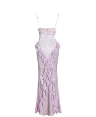 Women's Paolina Taro Pink Jacquard Ruffle Mermaid Maxi Dress