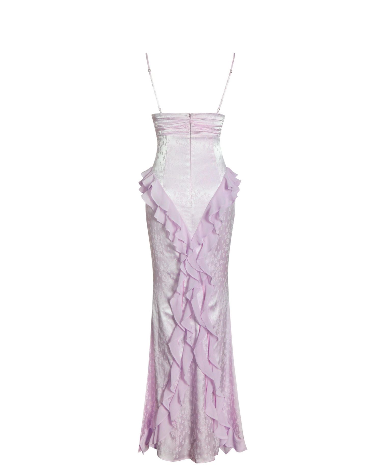 Women's Paolina Taro Pink Jacquard Ruffle Mermaid Maxi Dress