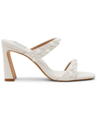 Women's Veniss Pearl Two-Band Slide High Heel Slip-On Dress Sandals