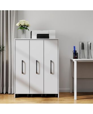 Streamdale Bookcase with Three Pulled Out Doors, 3 Tier Floor Standing, Slide Out Storage Cabinet