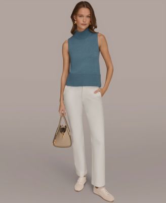 Women's Sleeveless Mock Neck A-Line Sweater