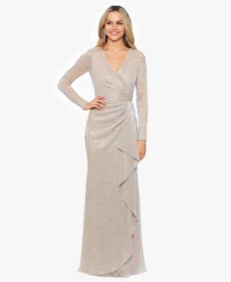Women's Metallic Ruffled Gown