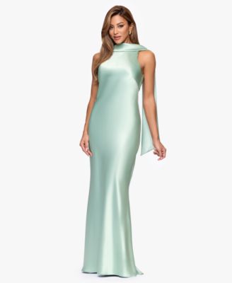 Women's Long Satin Halter Neck Ball Gown