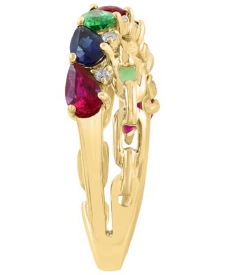 Multi-Gemstone (1-5/8 ct. t.w.) & Diamond (1/20 ct. t.w.) Ring in 14k Yellow Gold
