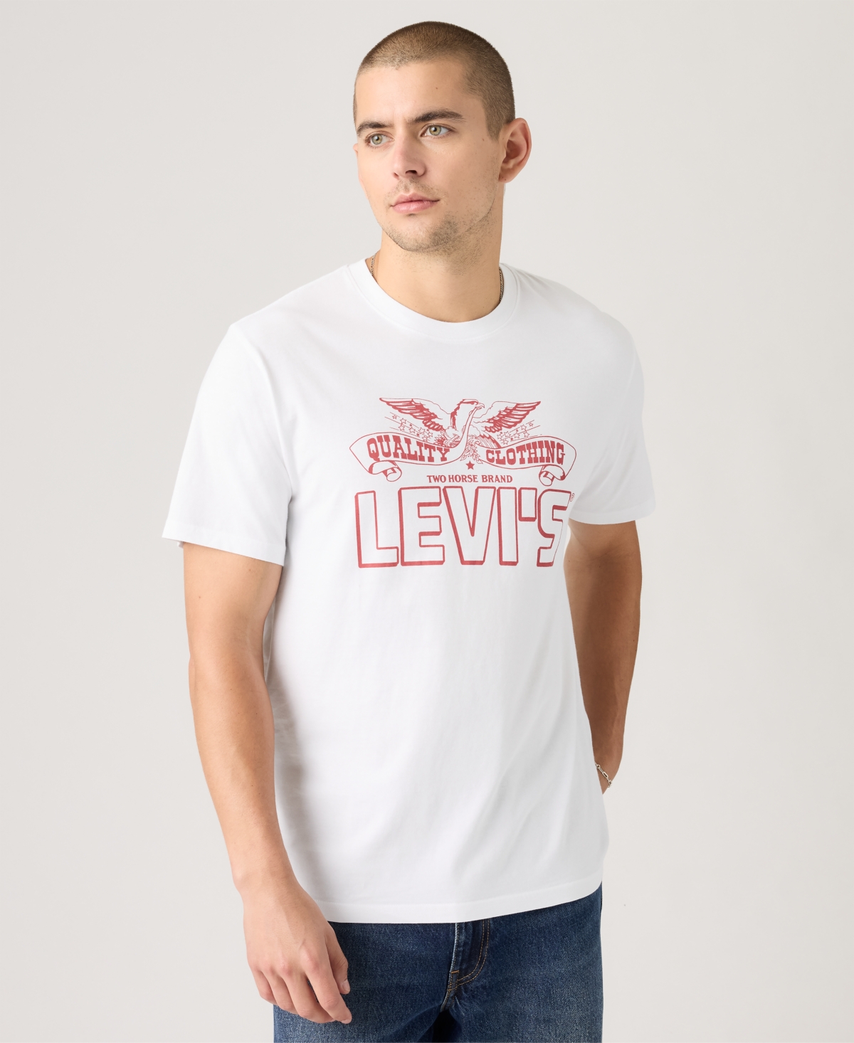 Levi's Men's Classic Short Sleeve Graphic Crewneck T-Shirt - Eagle White