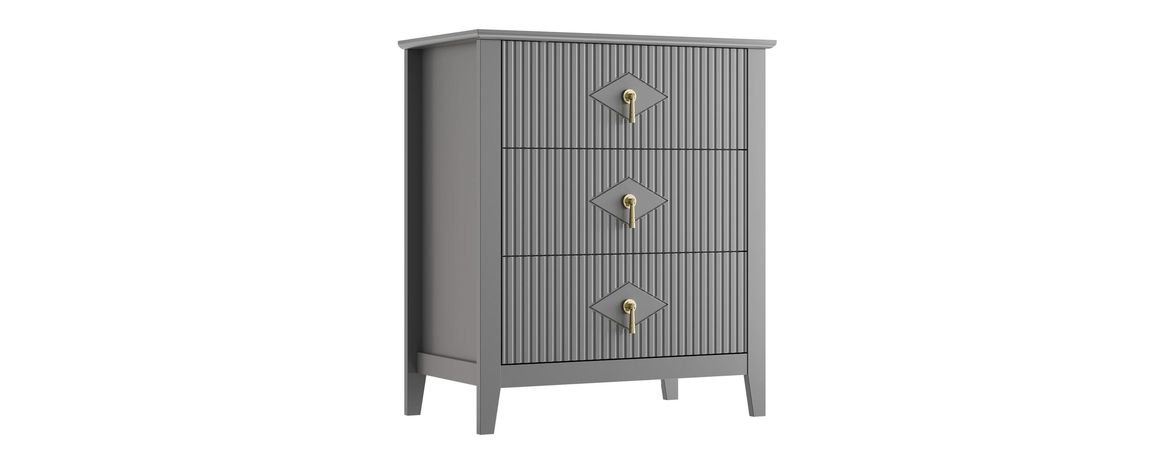 Gaomon Fluted 3-Drawer Dresser, 27.5" Wide Modern Chest for Bedroom Storage, Wood Organizer Cabinet