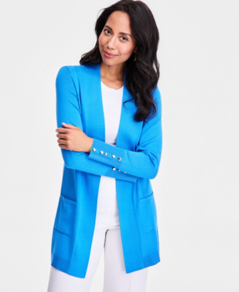 Женские JM Collection Women's Button-Sleeve Flyaway Cardigan