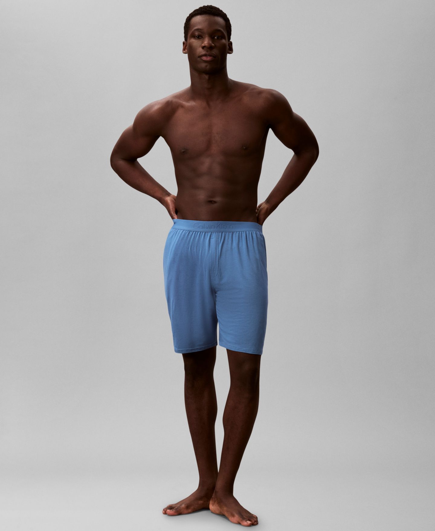 Пижамные шорты UltraSoft для мужчин, стрейч — Calvin Klein, цвет: Синий — фото 1