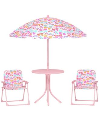 Kids Picnic Table and Chair Set, Outdoor Table with Foldable Chairs