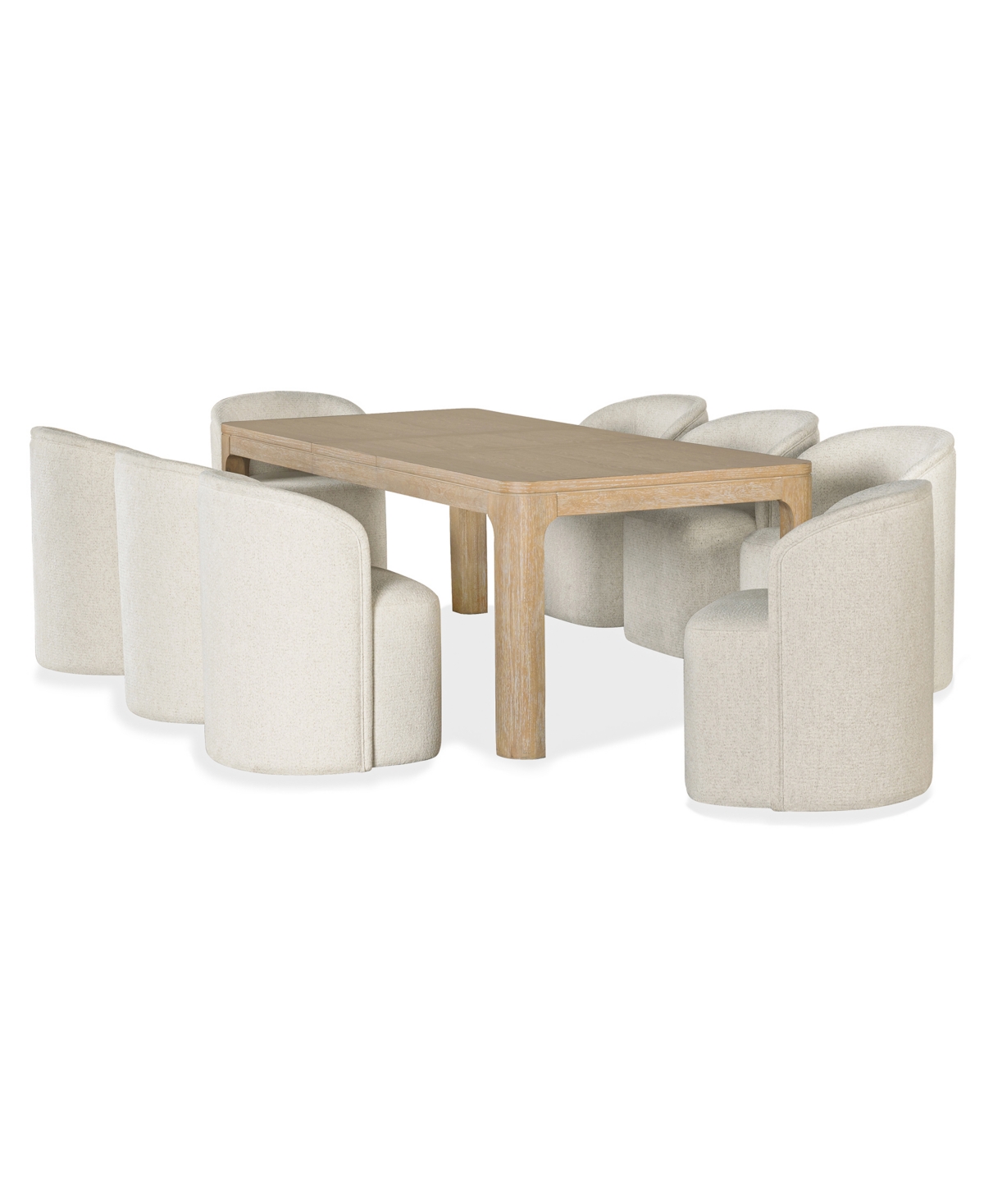 Furniture Marcel -Pc. Wood Rectangular Table and Upholstered Barrel Side Chairs Dining Set