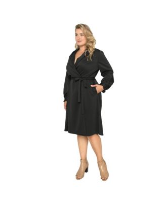Women's Lapel Collar Crepe Wrap Dress