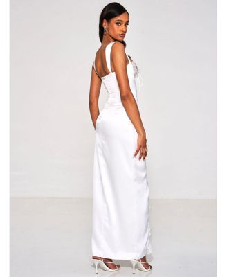 Women's Freddie White Lace Satin Maxi Corset Dress