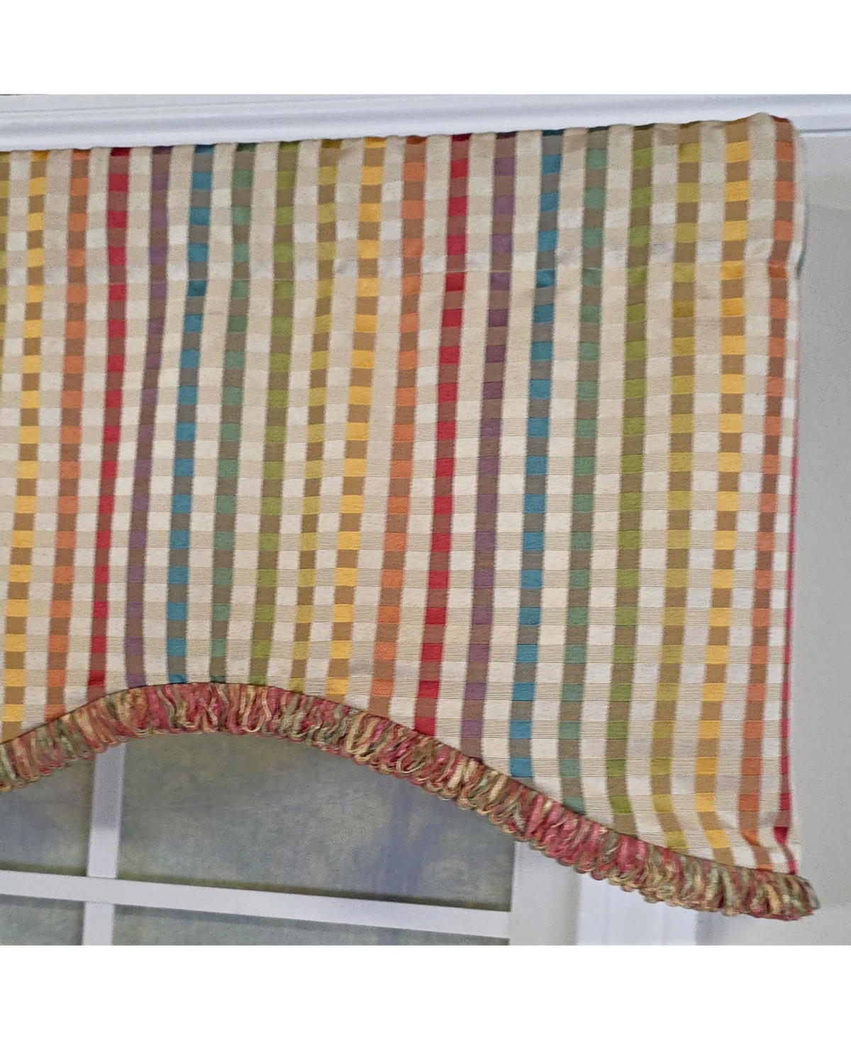 Rlf Home Fame Stripe Cornice 100% Cotton Rod Pocket Lined Window Valance 50" x 17" Multi