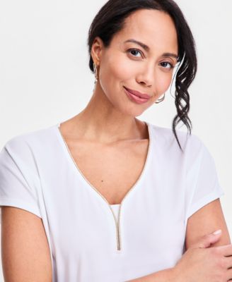 Women's Short-Sleeve Lurex-Knit Top