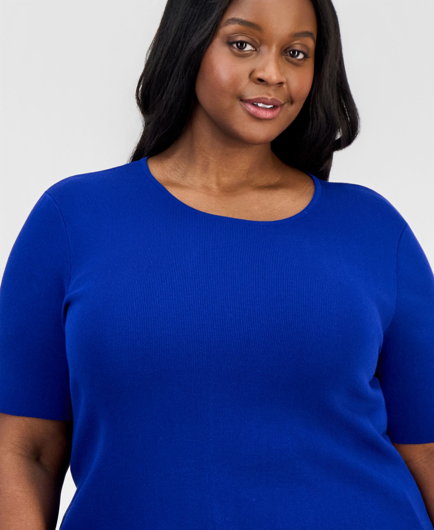 ASL Plus Size Elbow-Sleeve Sweater T-Shirt