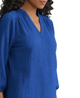 Women's 3/4-Sleeve Smocked Shoulder Top