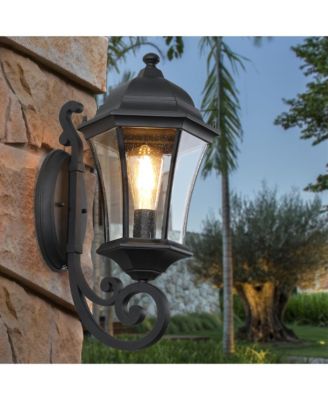 1-Pack Vintage Wall-Mounted Outdoor Lantern Light – Elegant Black Metal Sconce for Porch, Patio, and Garden Lighting (Bulb Not Included