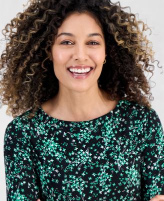 Petite Printed 3/4-Sleeve Top