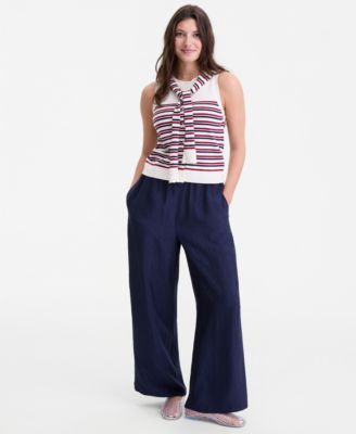 Women's Crinkle Satin Wide-Leg Pull-On Pants, Regular & Short