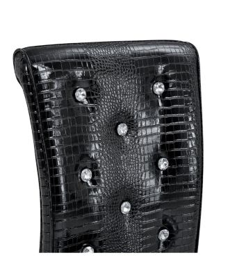 Streamdale Set of 2 Retro Alligator Upholstered Dining Chairs with Crystal Buckle & Gilded Legs